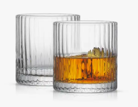 S/2 Elle Fluted Double Old Fashion Whiskey Glasses