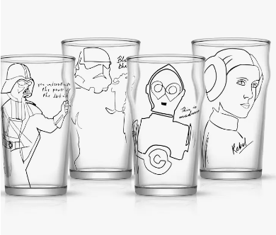Star Wars Striking Sketch Art Drinking Glasses