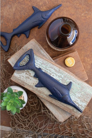 cast iron blue marlin bottle opener