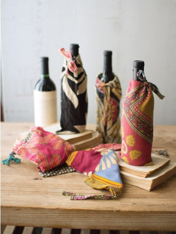 Recycled Kantha Wine Pouches