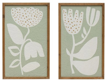 Wood Framed Flower Art