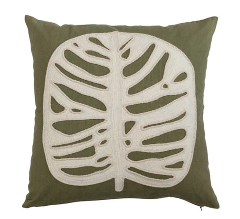 Applique Leaf Cotton Pillow