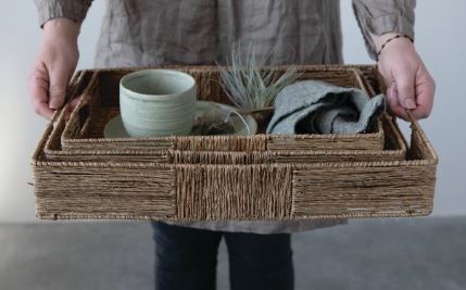 Hand-Woven Tray with Handles