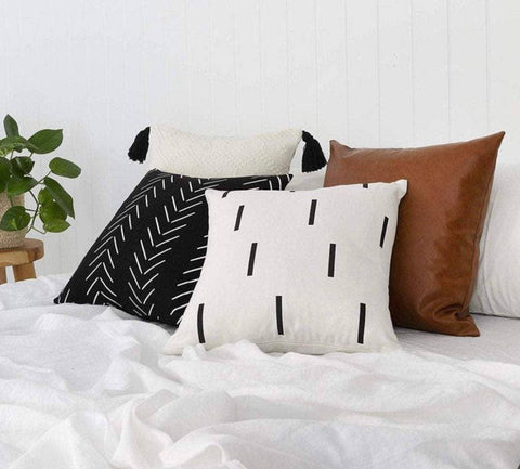 White Pillow with Black Dashes