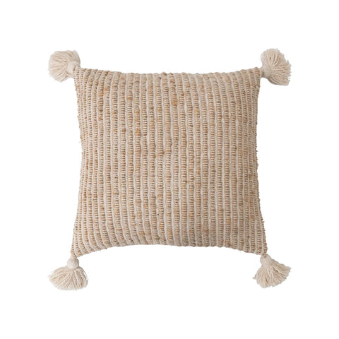 Woven Cotton Striped Pillow w/ Tassels